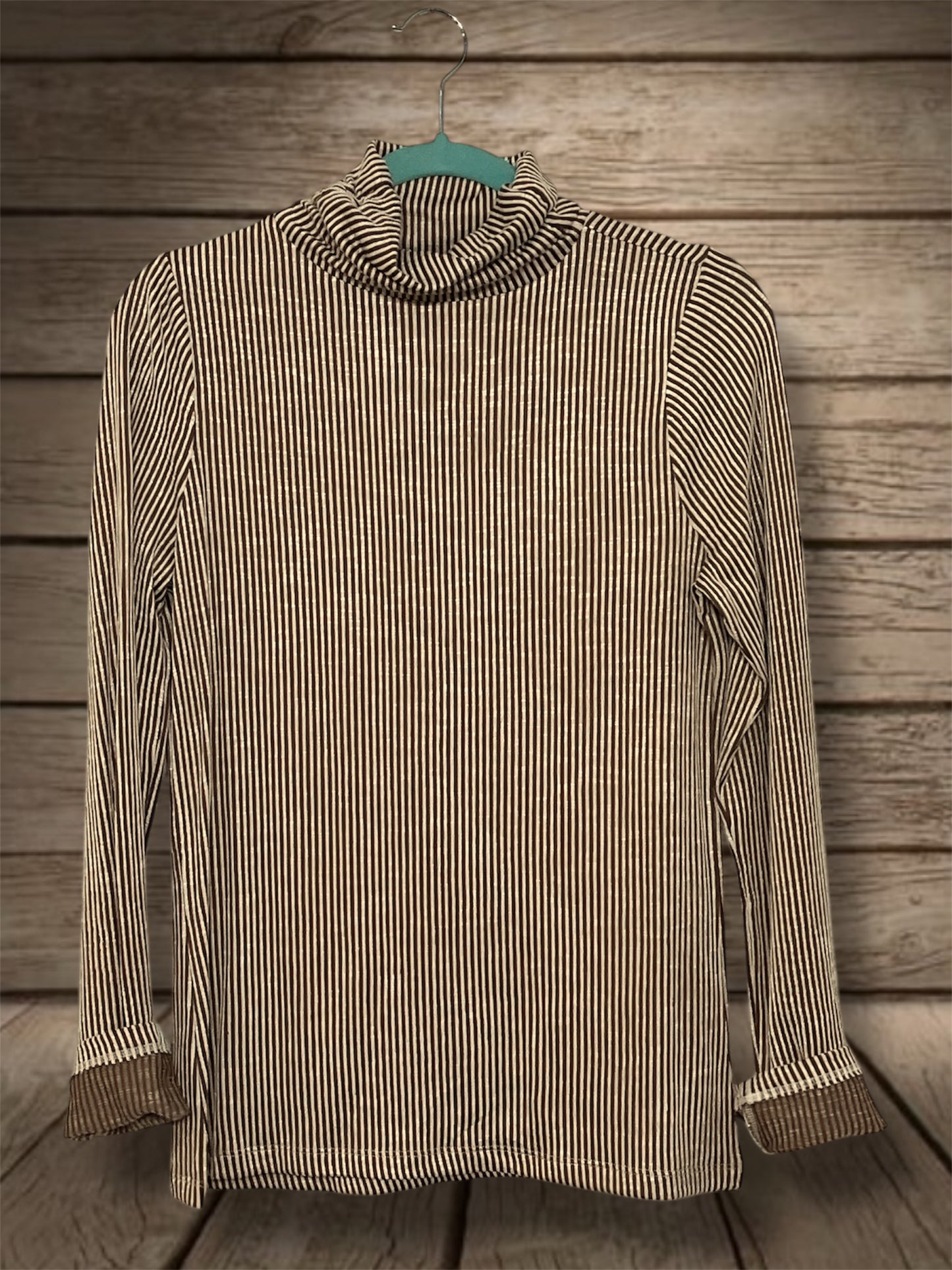 Brown Ribbed Turtleneck Top