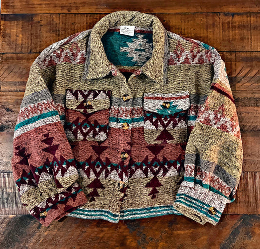Kid’s Brown/Teal Aztec Shacket