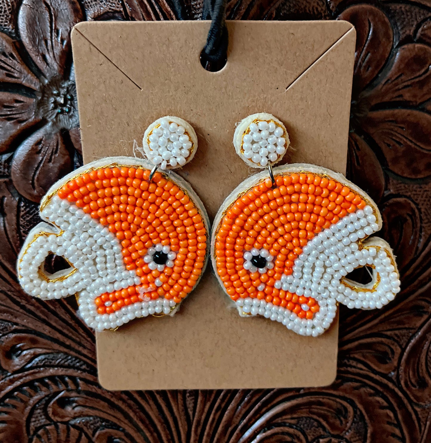 Orange/White Helmet Earrings