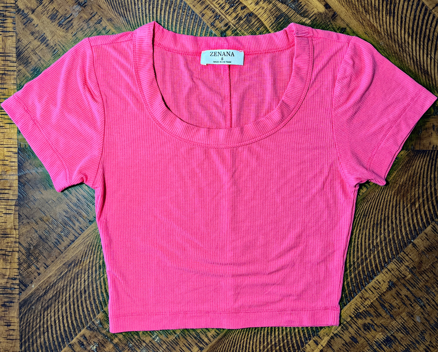 Small Ribbed Pink Zenana Crop