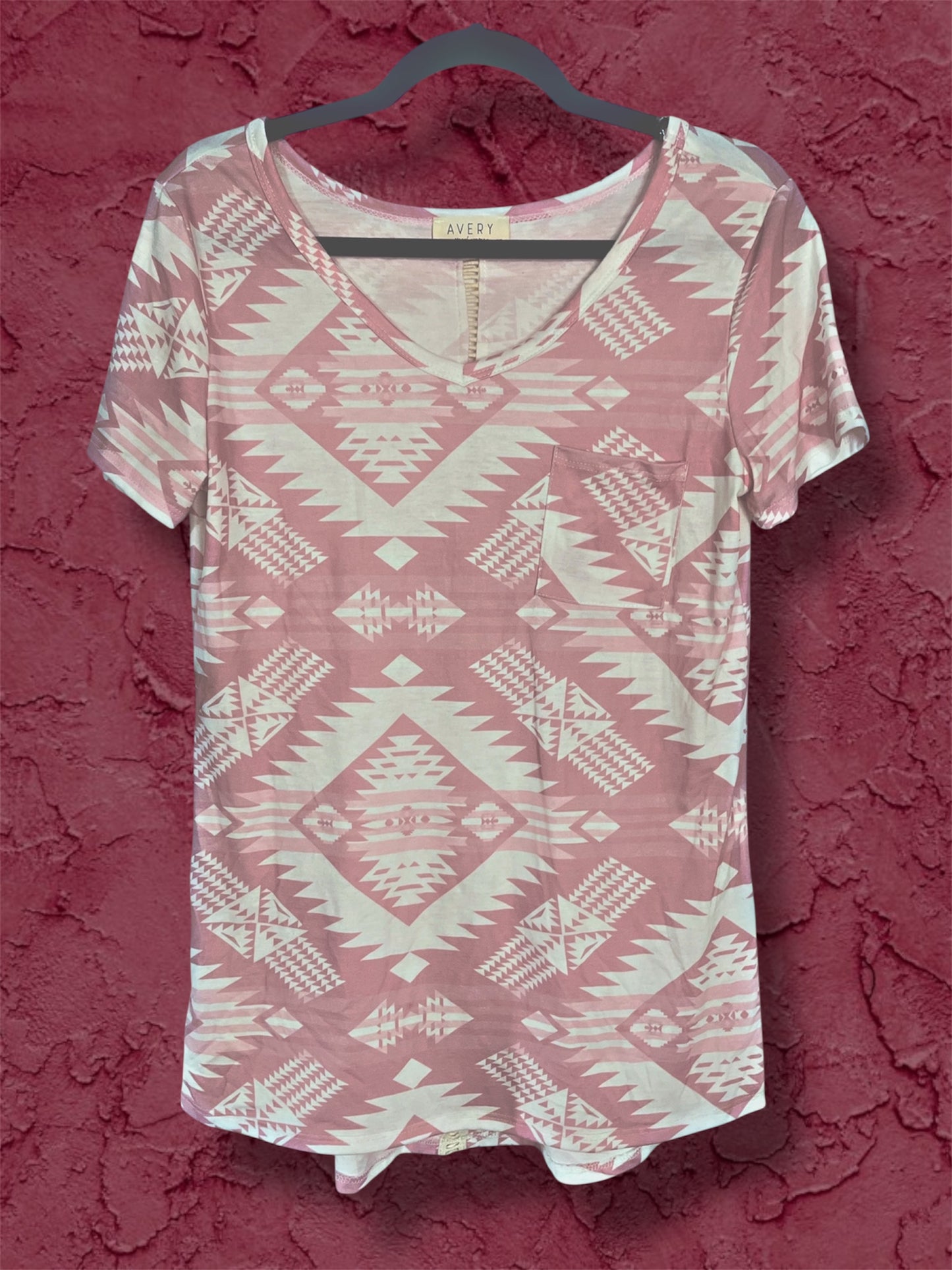 Light Pink Aztec Short Sleeved Top
