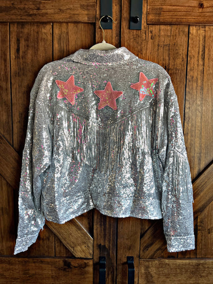 Silver/Star Sequin Fringe Jacket