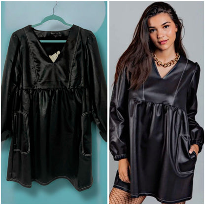 Black Faux Leather Dress
