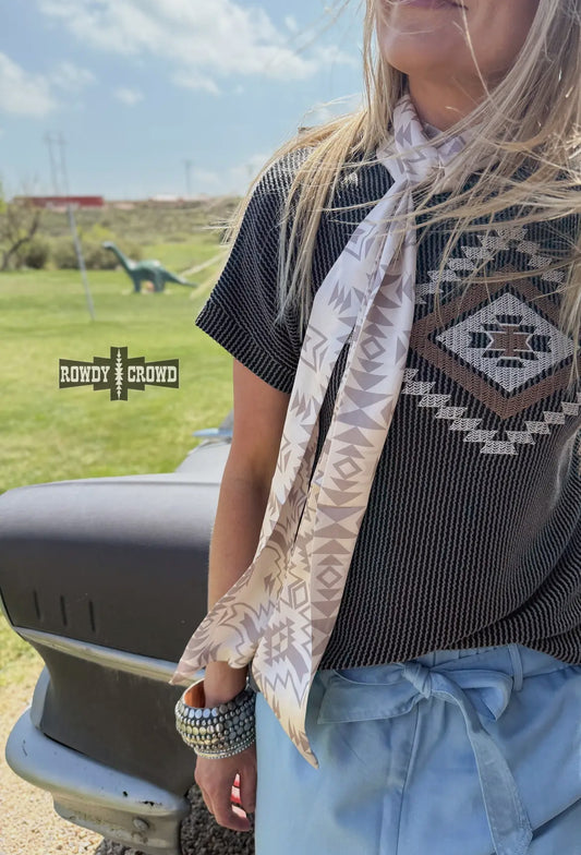 Beige Aztec Long Scarf