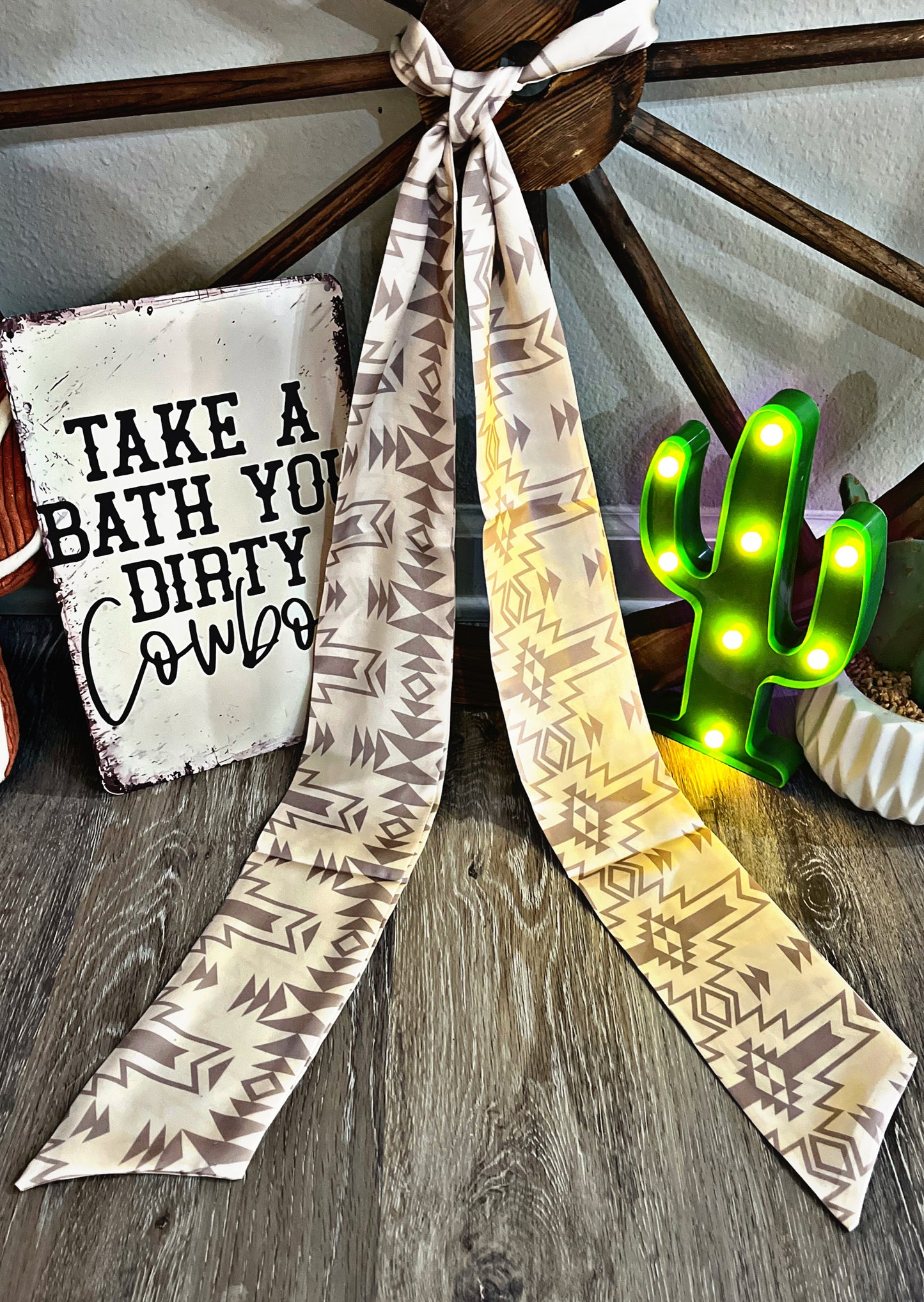 Beige Aztec Long Scarf