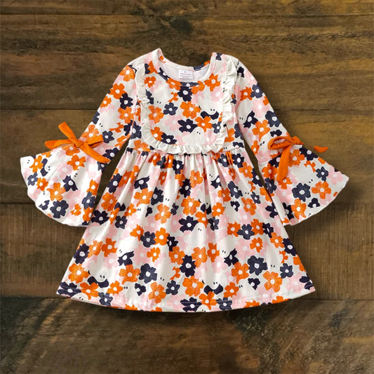 Girl’s Ghost and Floral Print Dress