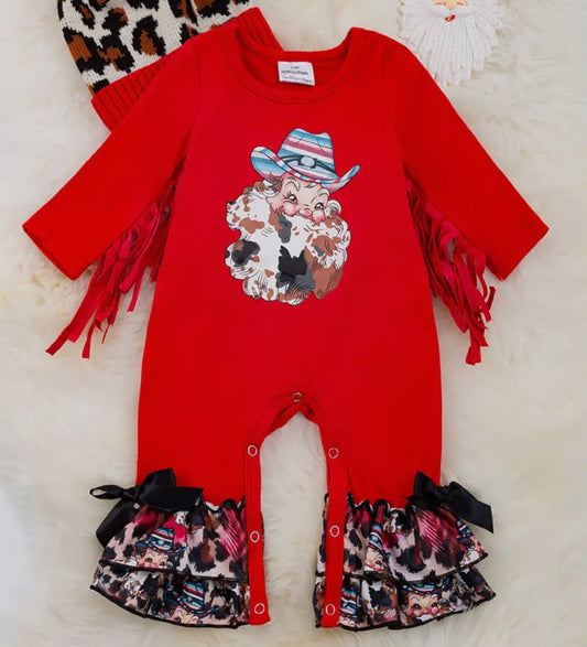 Red Santa Romper with Fringe