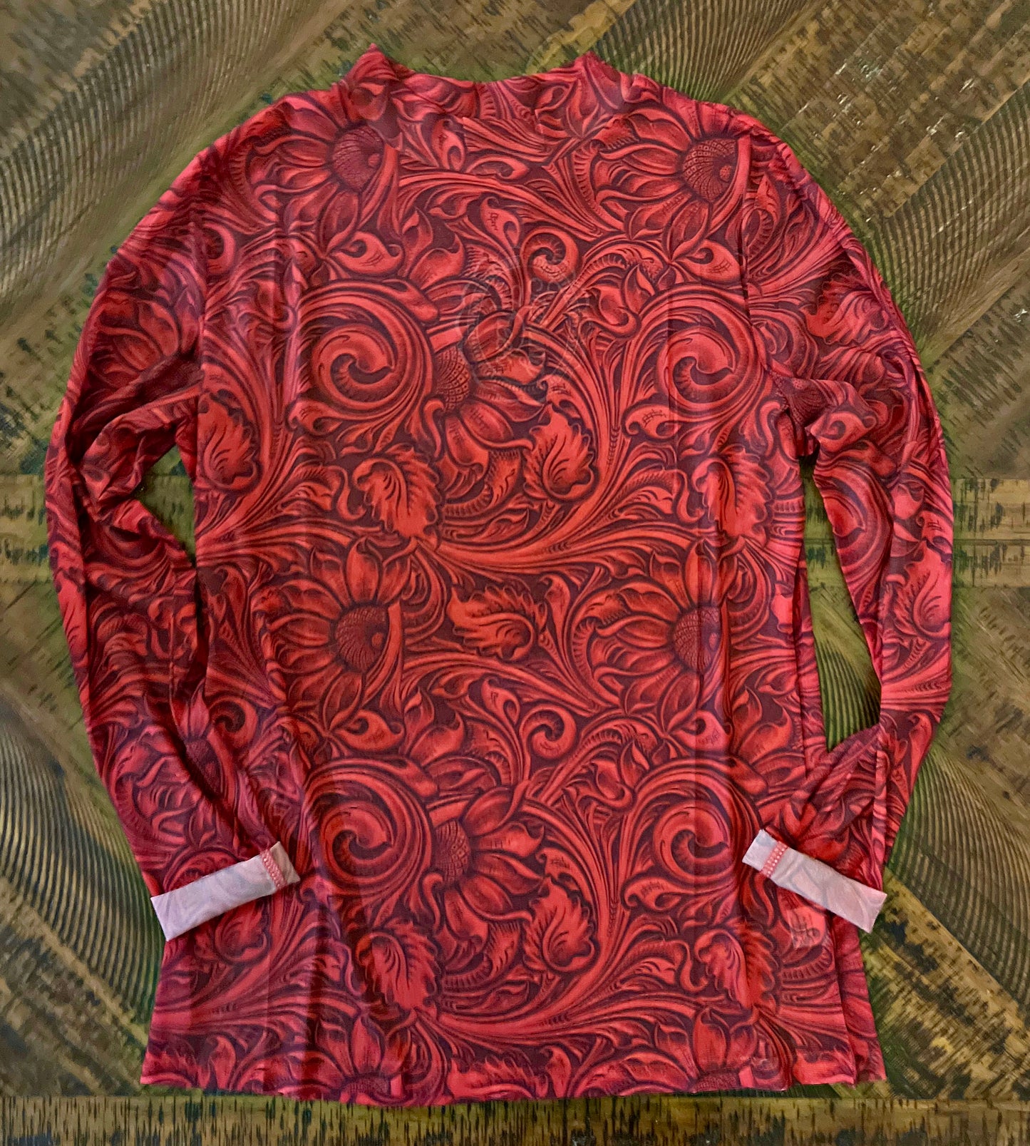 Red Tooled Mesh Top