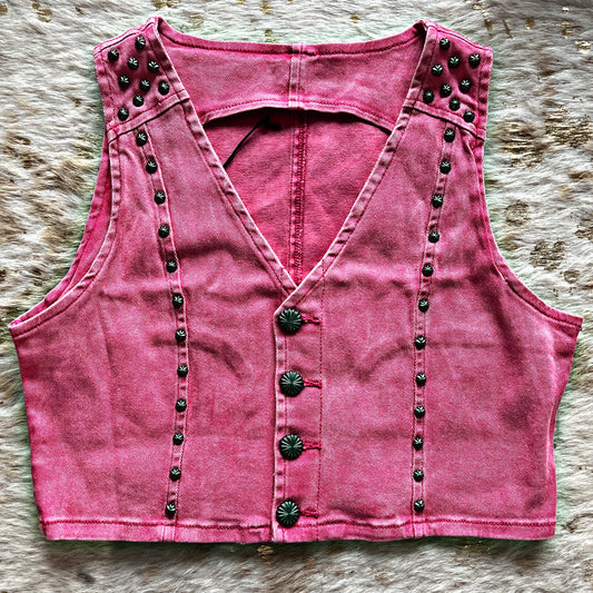 Pink Denim Vest