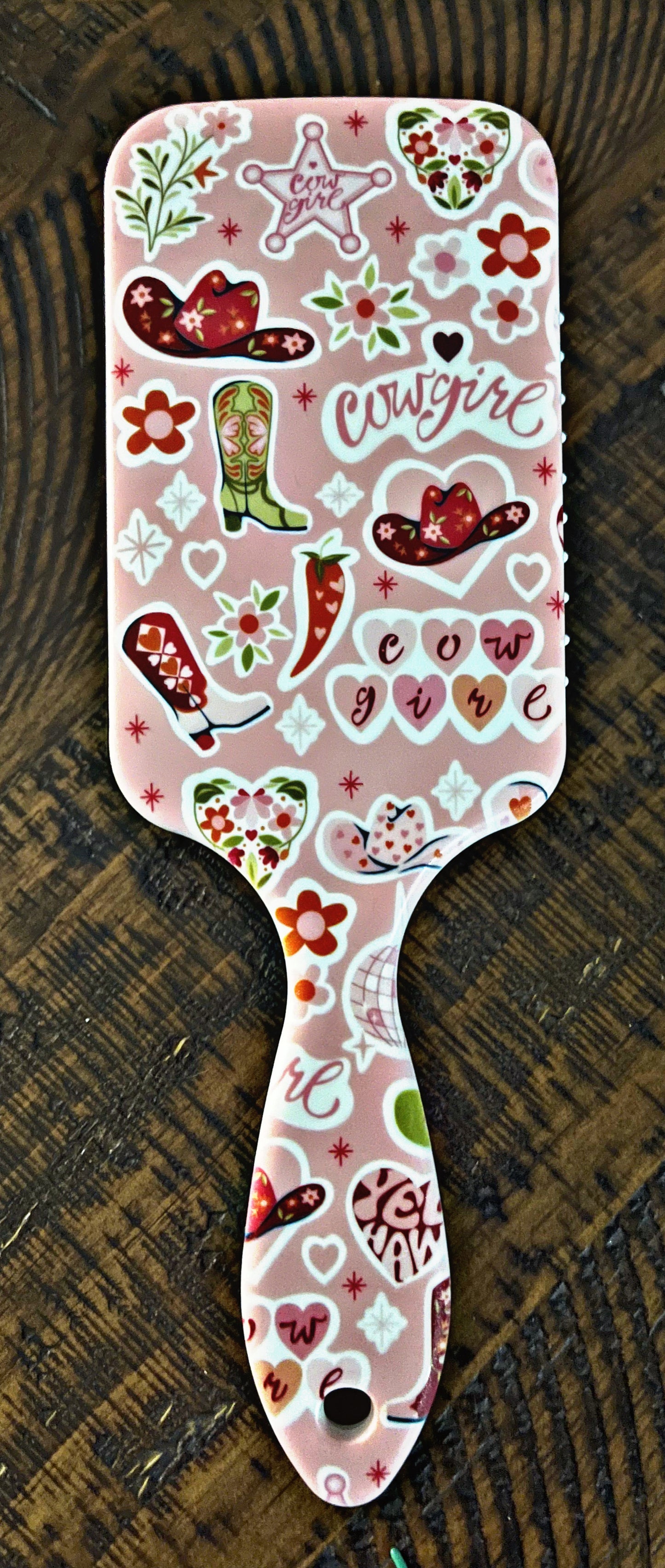 Western Print Paddle Hair Brushes