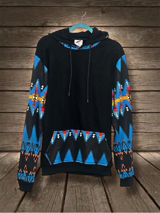 Black and Blue Southwest Print Unisex Hoodie