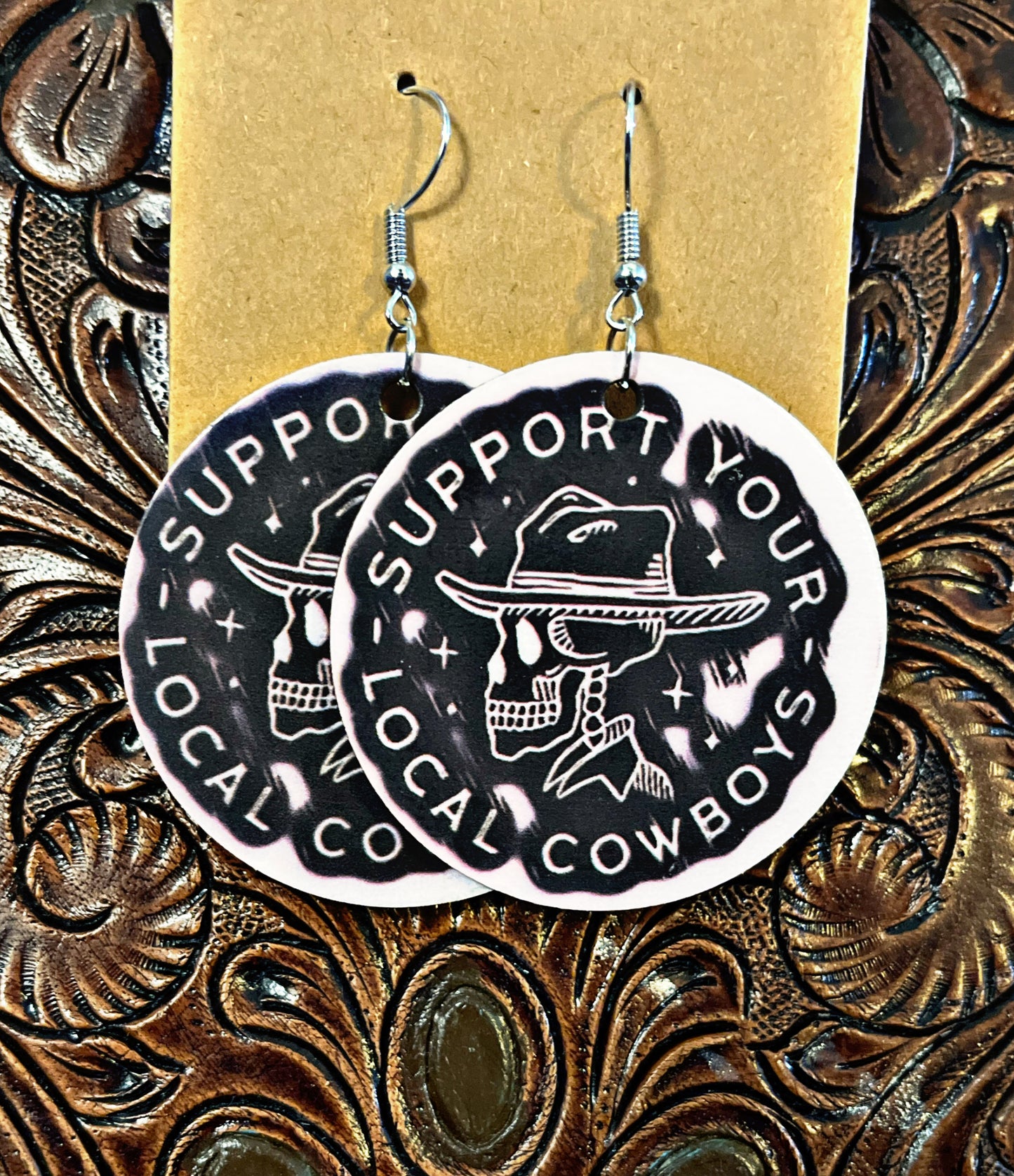 Wooden Western Themed Earrings