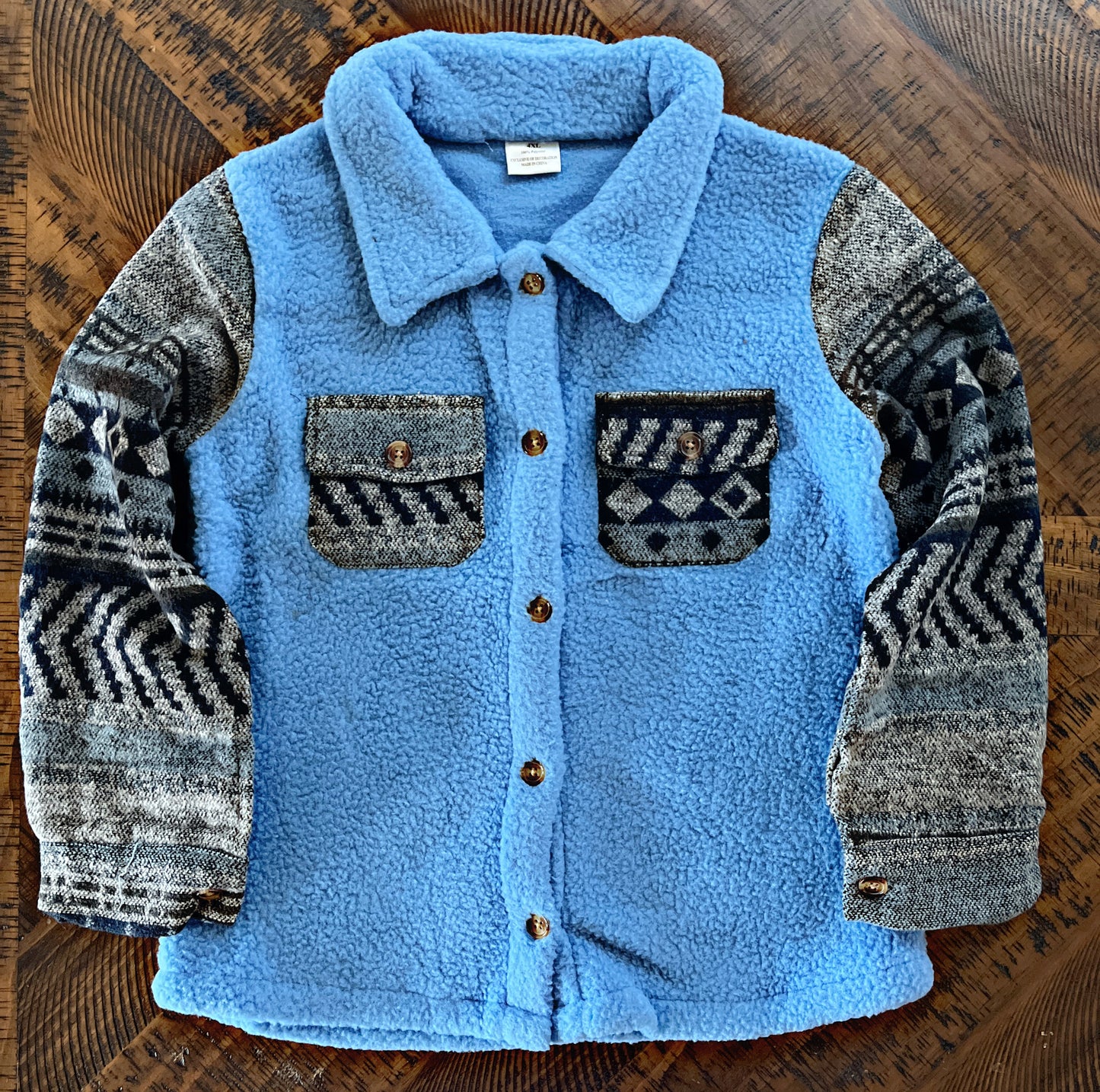 Blue Southwest Kids Shacket