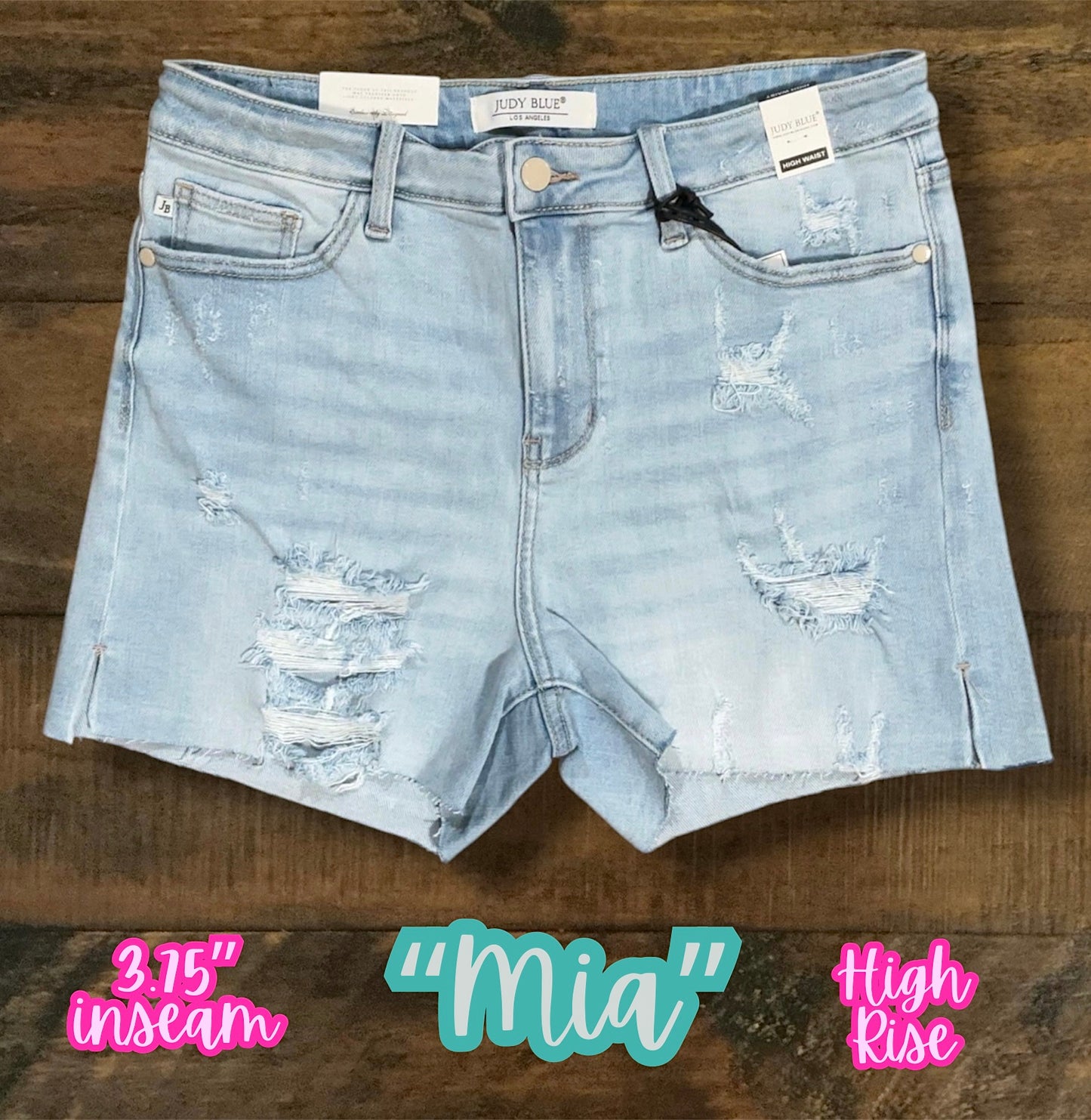 “Mia” - High Waisted/Side Slit Cutoff Shorts