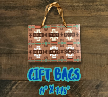 Small Western Print Gift Bags - 11” x 4” x 7.75”