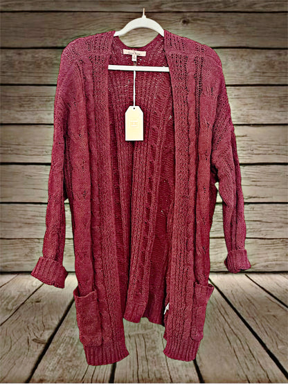 Mauve Cable Knit Cardigan