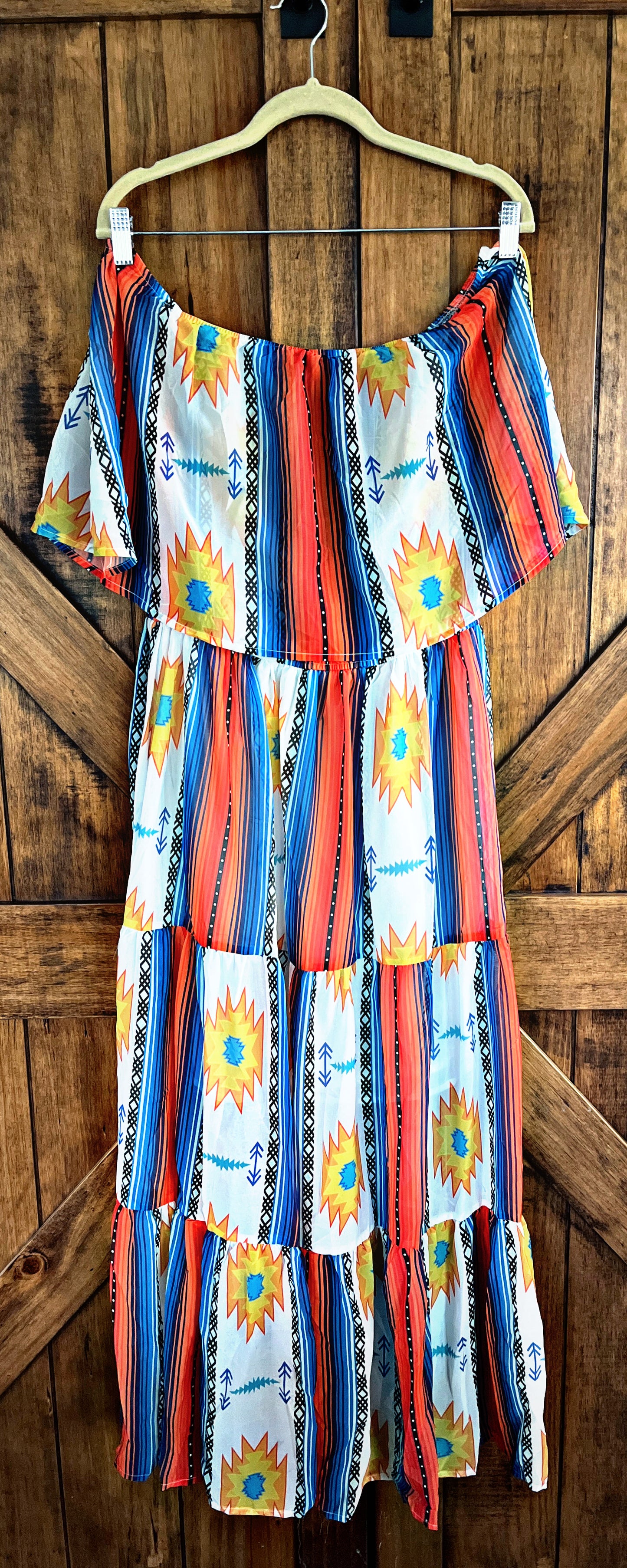 Off the Shoulder Aztec Dress