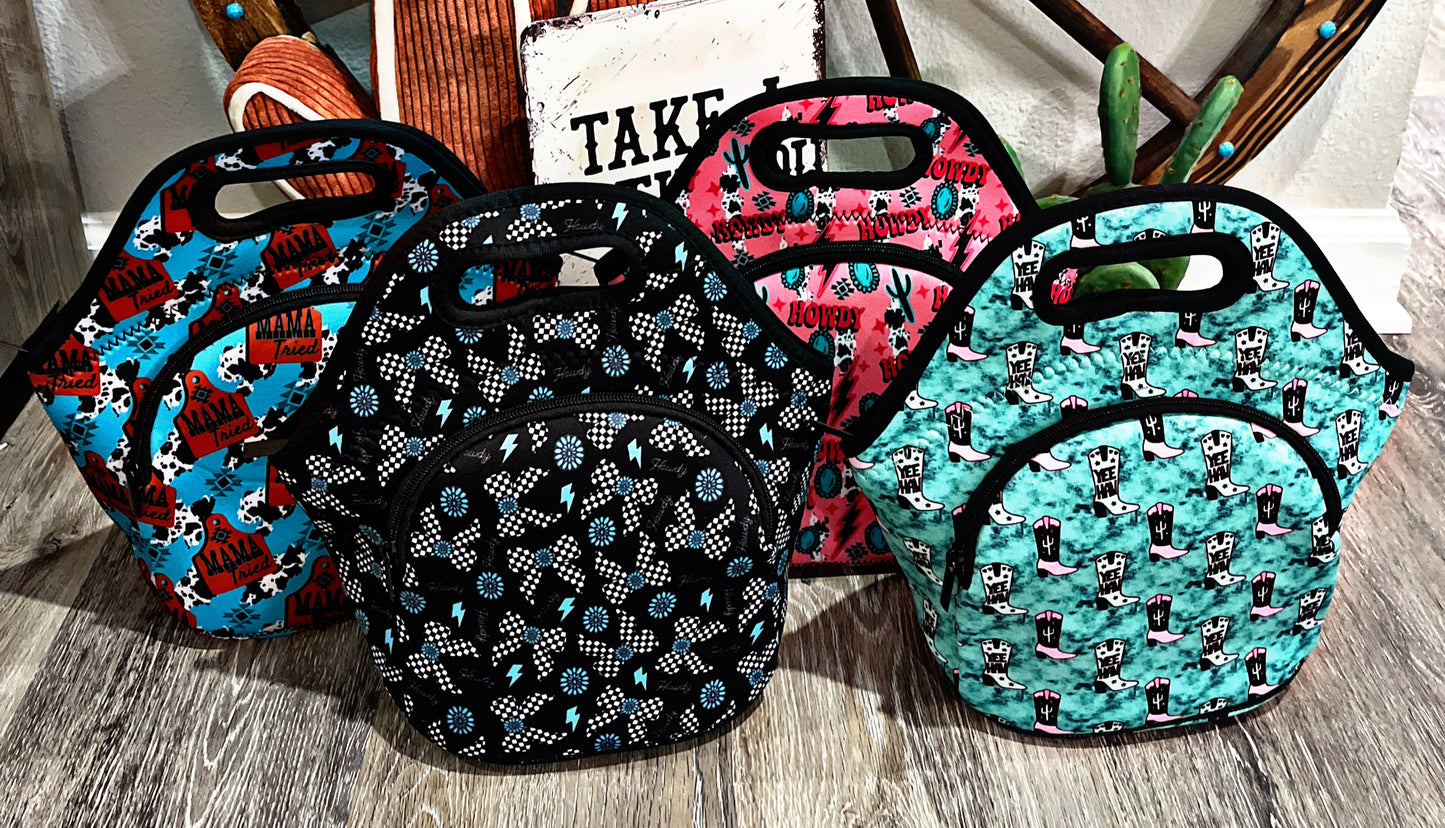 Western Print Lunch Totes