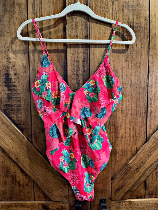 Pink Cactus Surplice Swimsuit