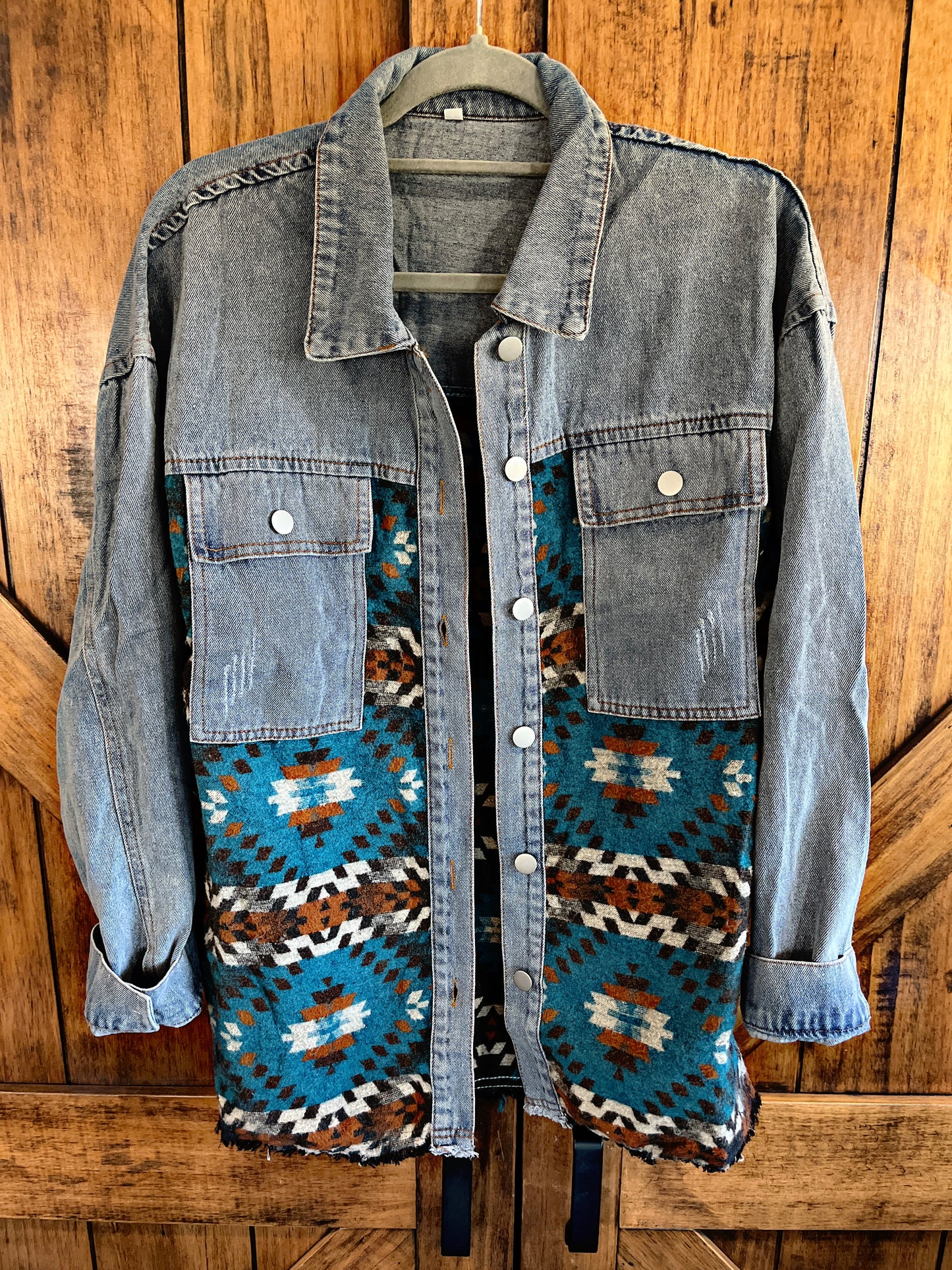 Denim/Teal Aztec Shacket