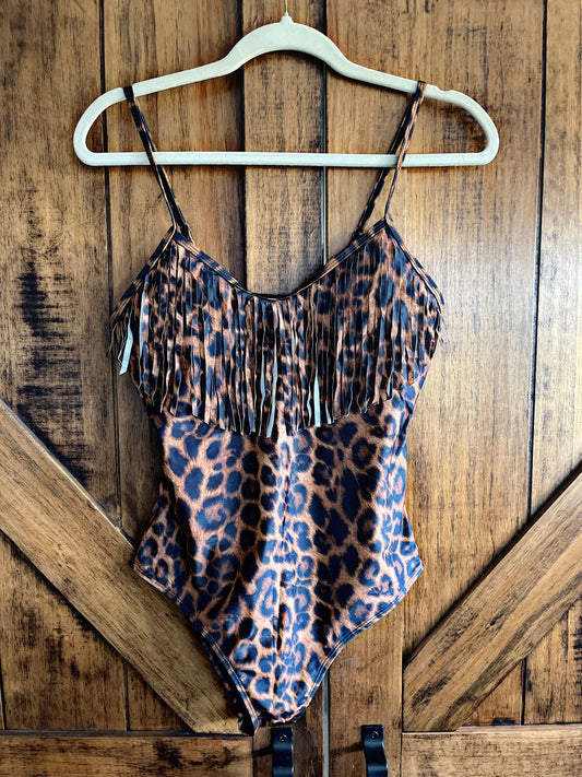 Leopard Fringe Swimsuit