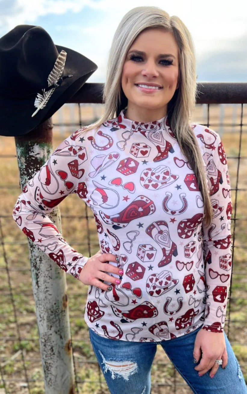 Hearts and Boots Mesh Top