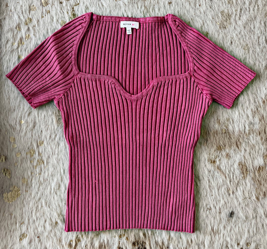 Pink Ribbed Top