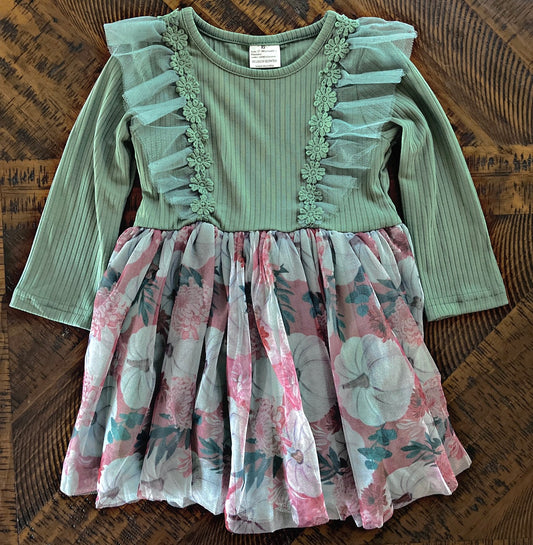 Green Pumpkin Ruffle Dress