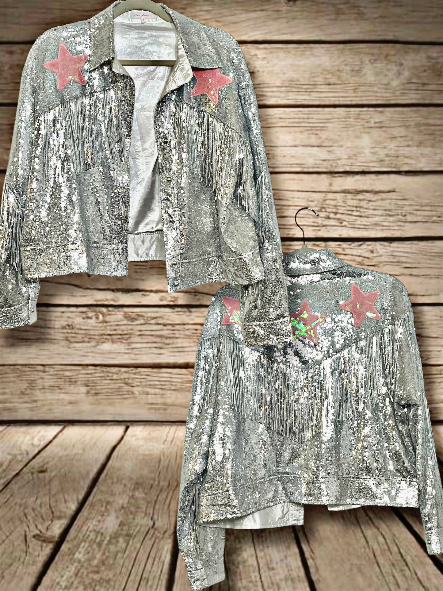 Silver/Star Sequin Fringe Jacket
