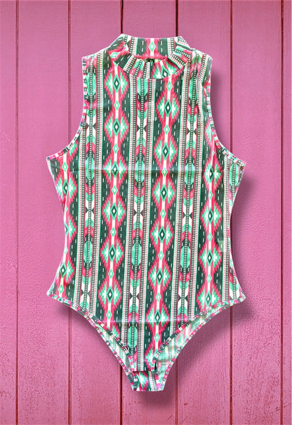 Aztec Mesh Tank Bodysuit
