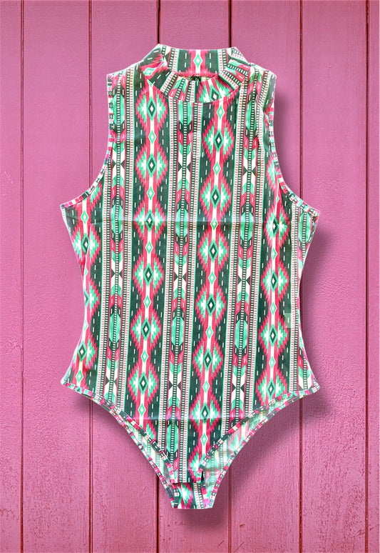 Aztec Mesh Tank Bodysuit