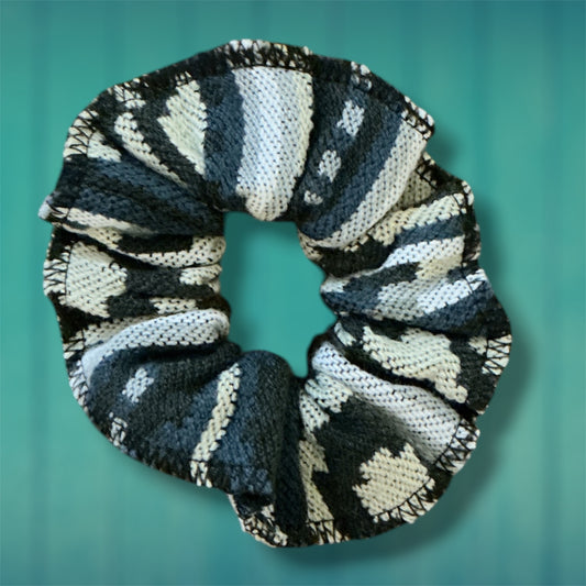 Teal/Gray Aztec Print Scrunchie