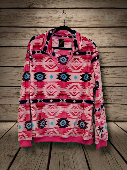 Pink Southwest Print Pullover