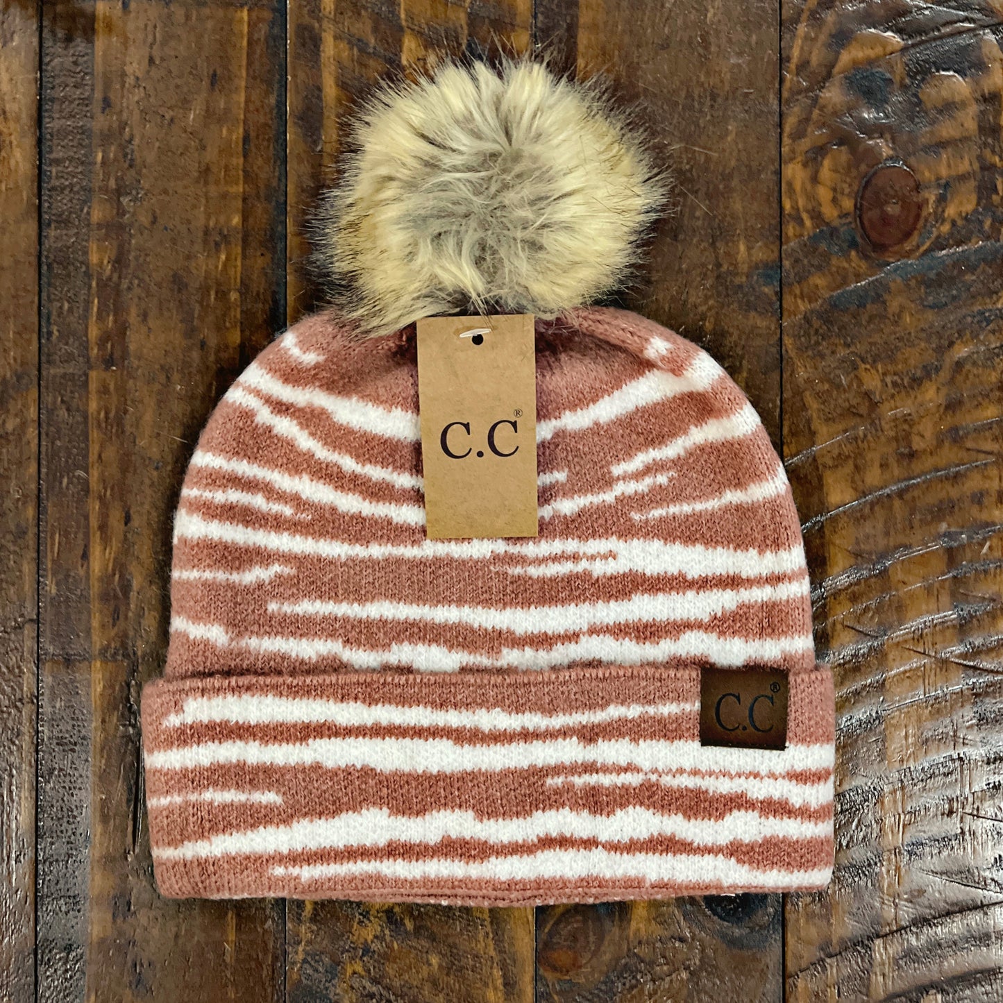 Mauve Zebra Print Beanie