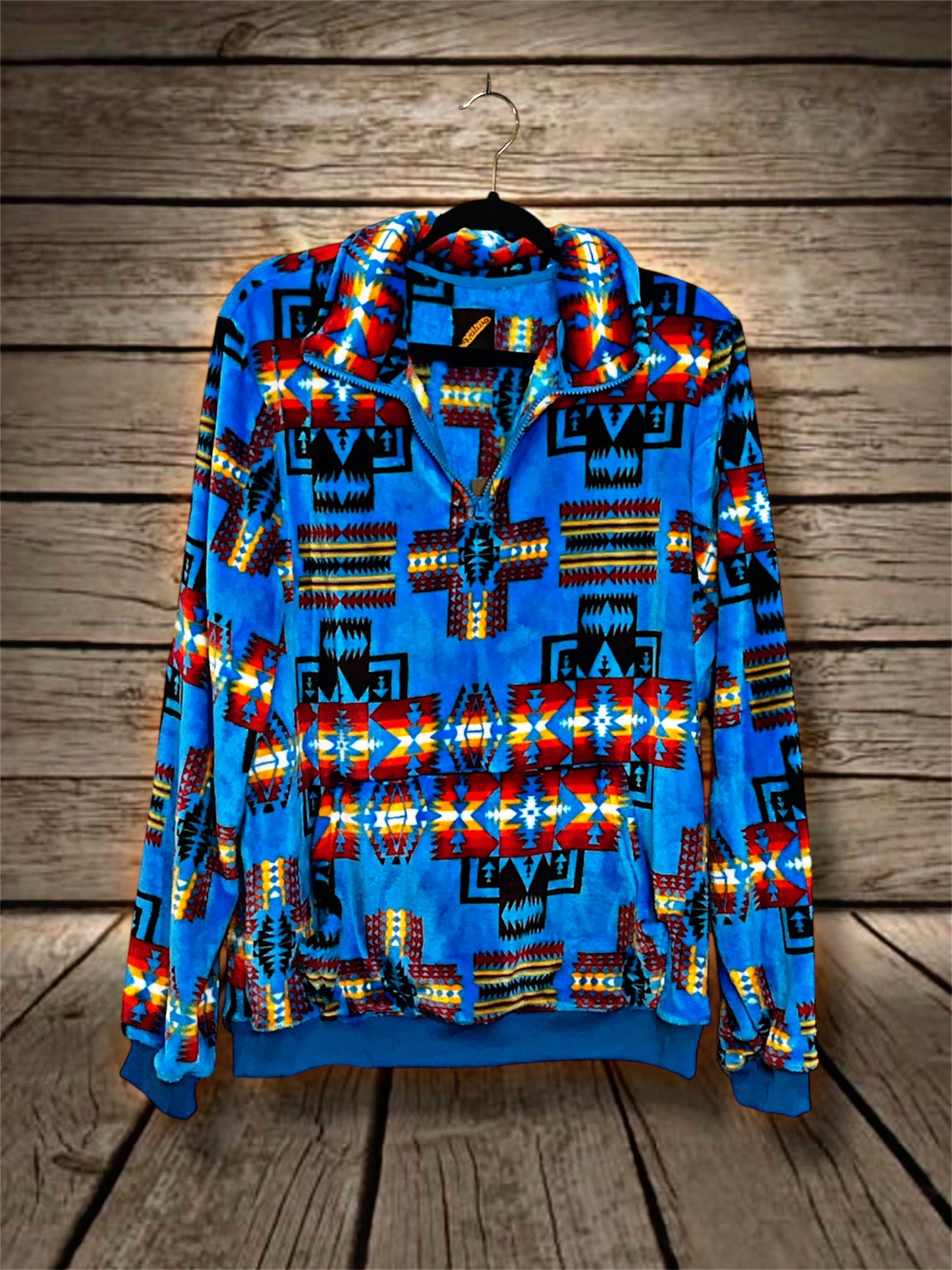 Blue Southwest Print Soft Pullover