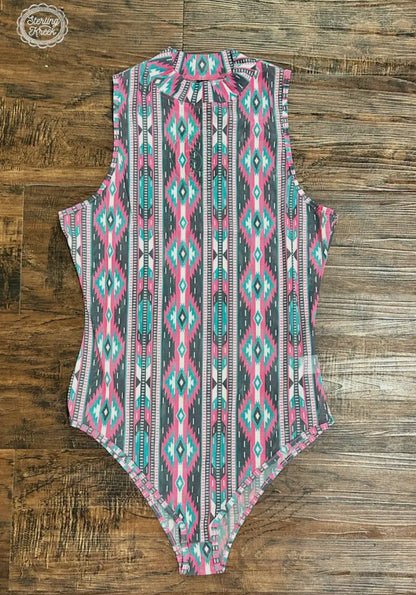 Aztec Mesh Tank Bodysuit