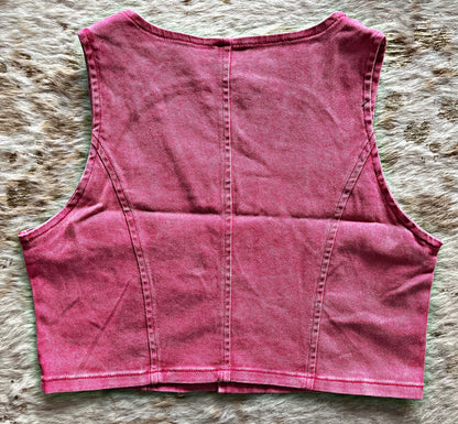 Pink Denim Vest