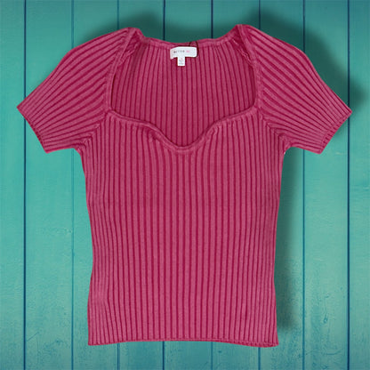 Pink Ribbed Crop Top