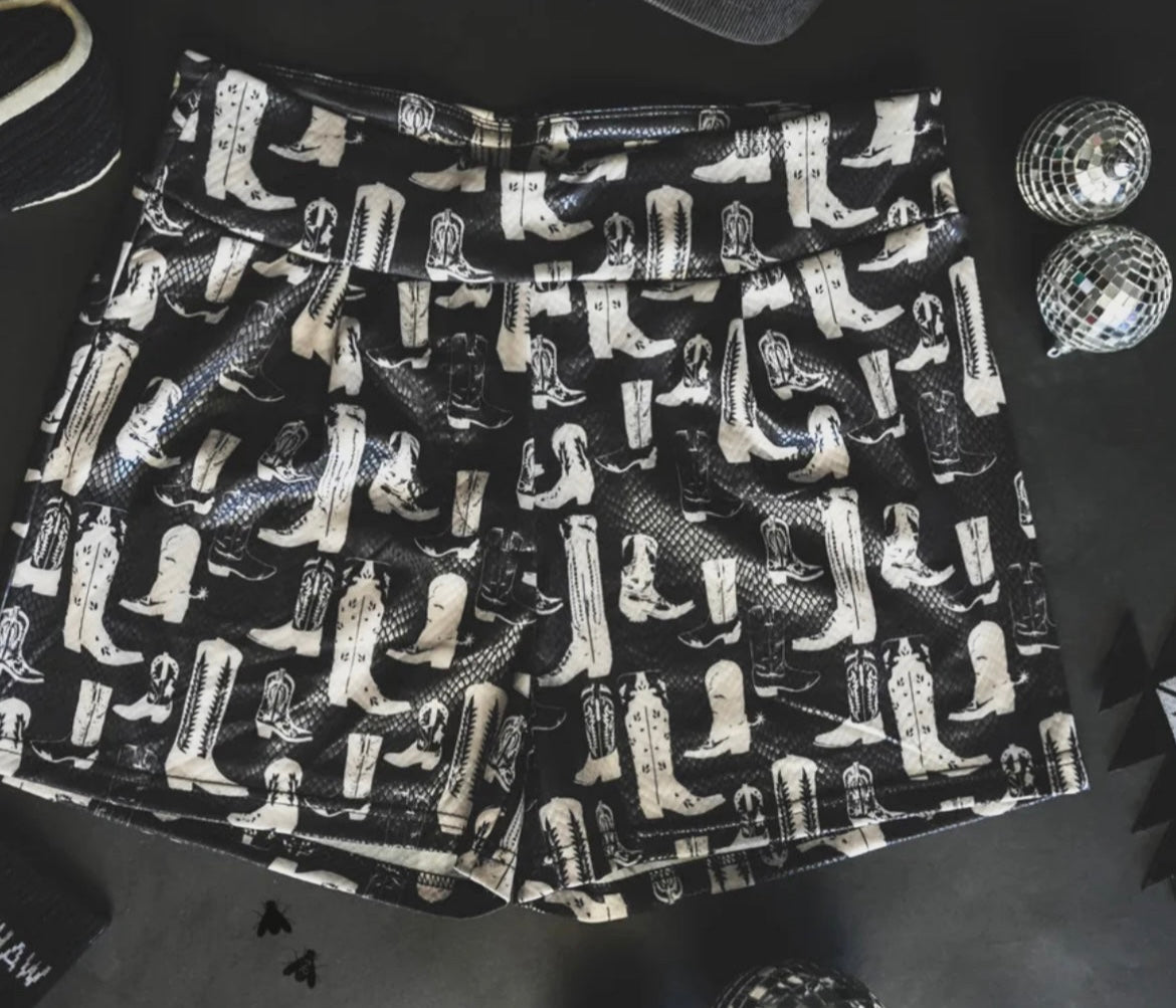 Black Snake Skin/Boots Shorts