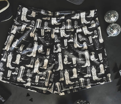 Black Snake Skin/Boots Shorts