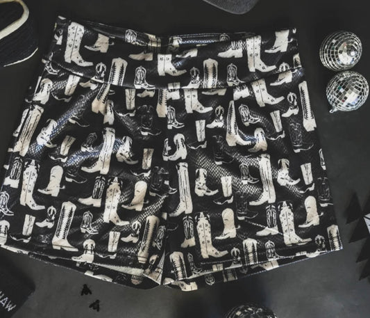 Black Snake Skin/Boots Shorts