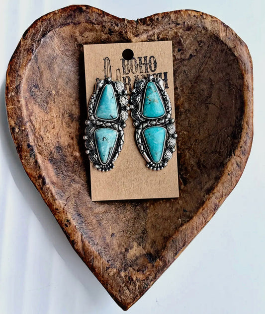 Western Snake Turquoise Earrings