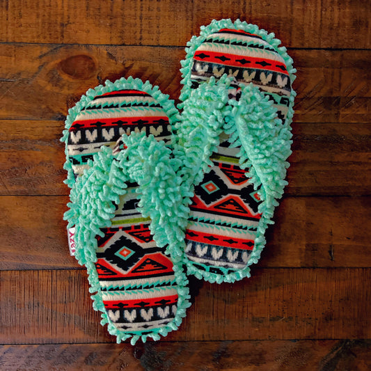 Aztec/Mint Spa Slippers
