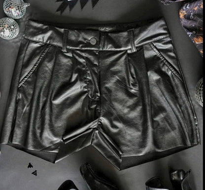 Black Faux Leather Shorts