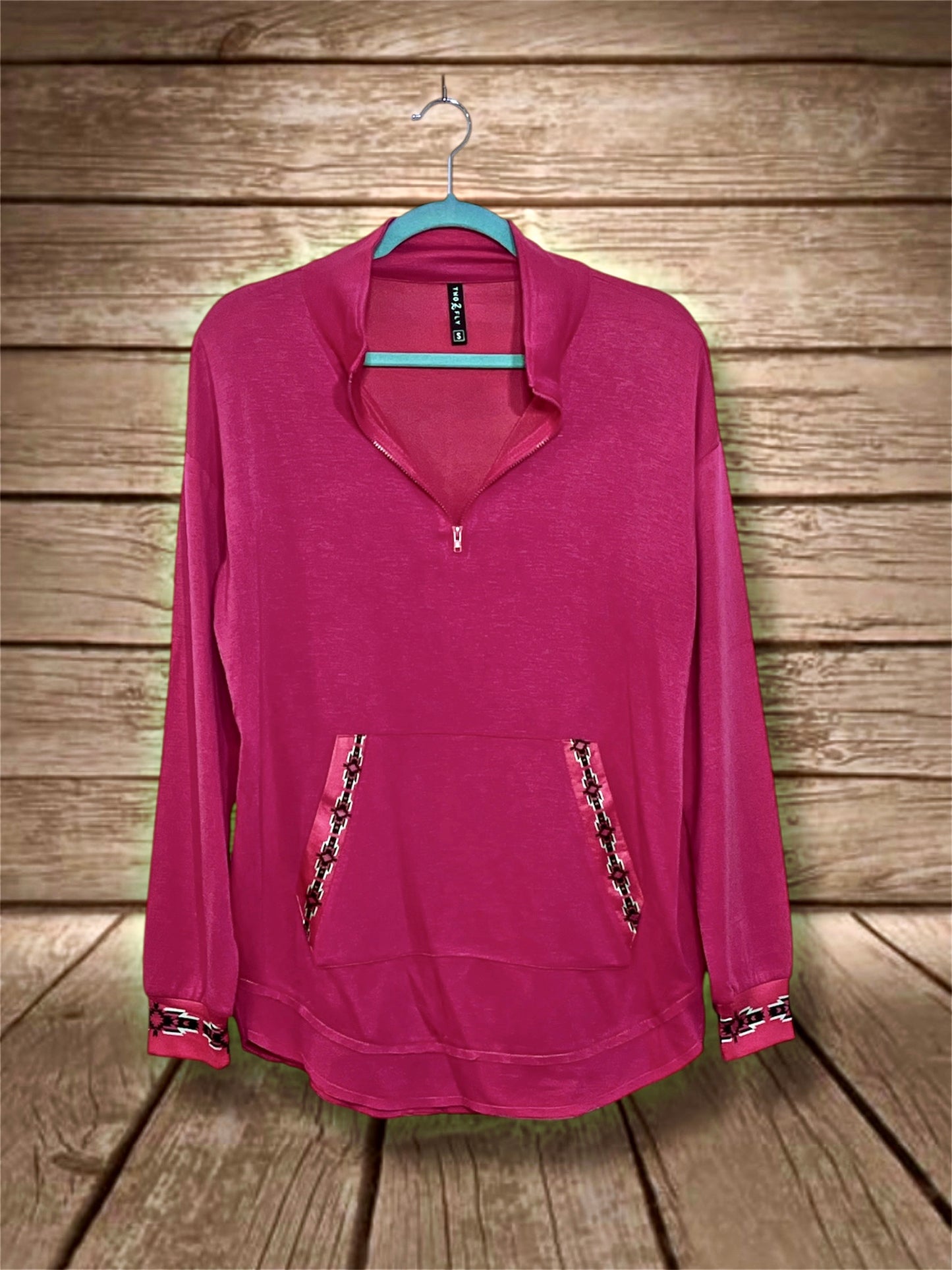 Pink with Aztec Trim Pullover