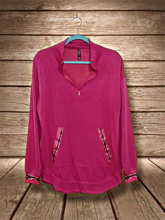 Pink with Aztec Trim Pullover