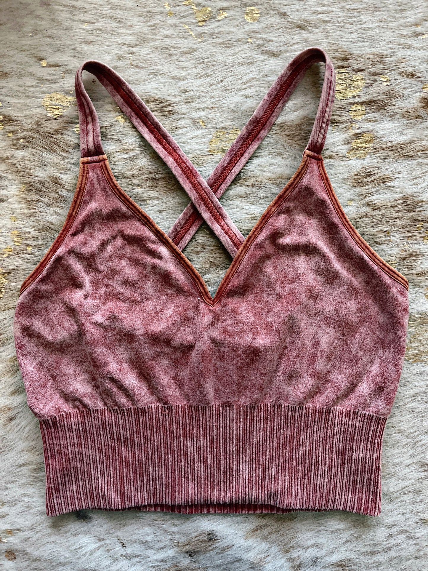 Washed Rust Zenana Criss Cross Bralette