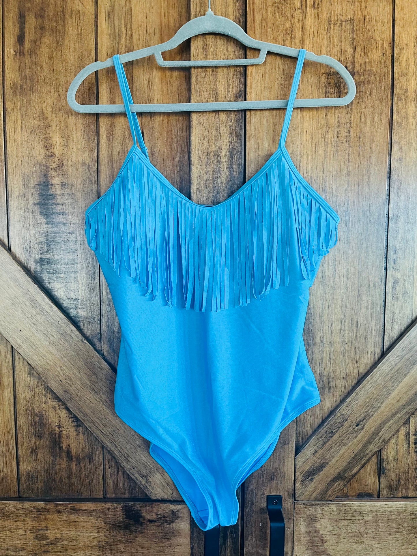 Blue Fringe Swimsuit