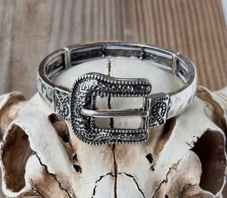 Silver Buckle Stretch Bracelet