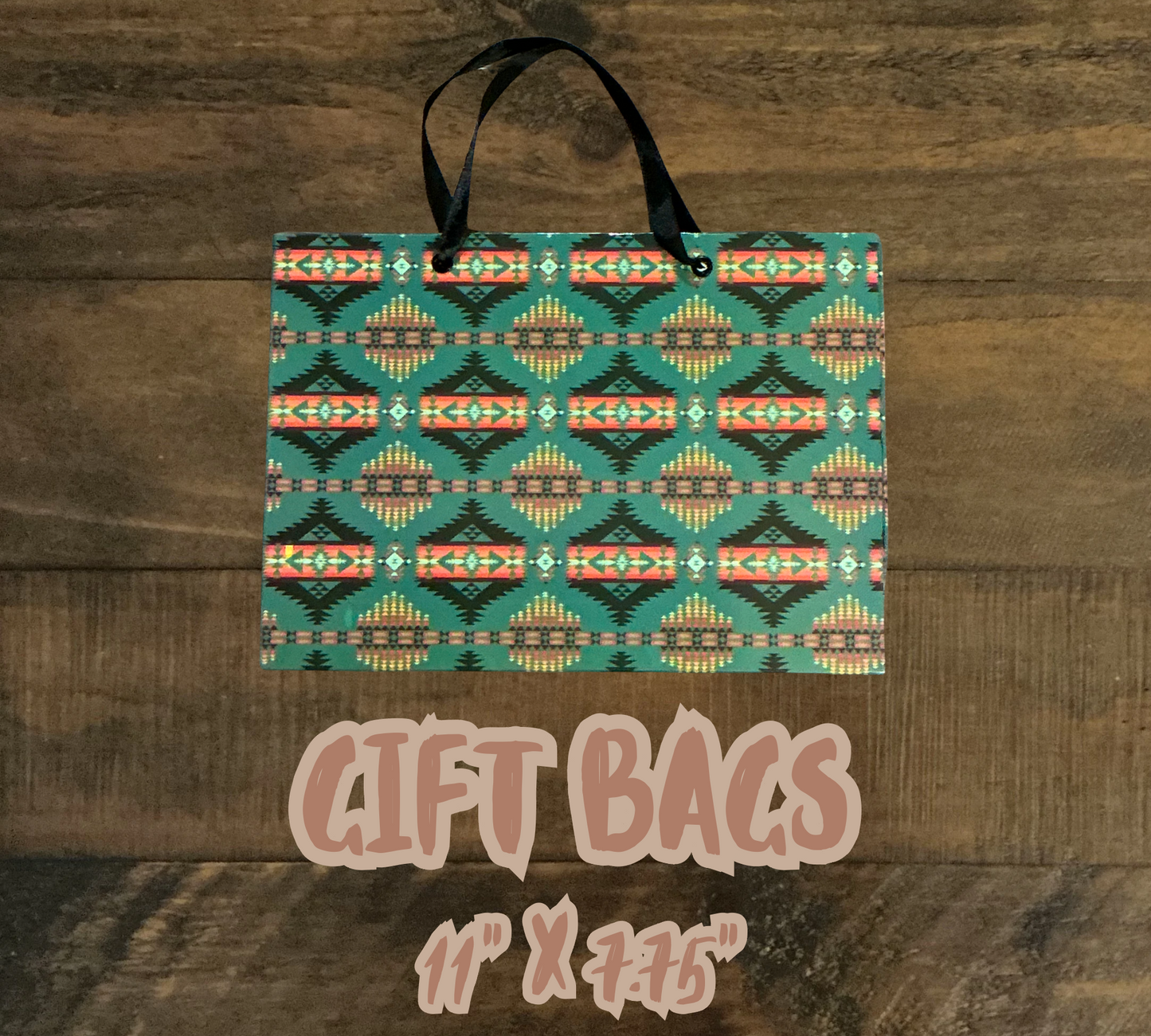Small Western Print Gift Bags - 11” x 4” x 7.75”
